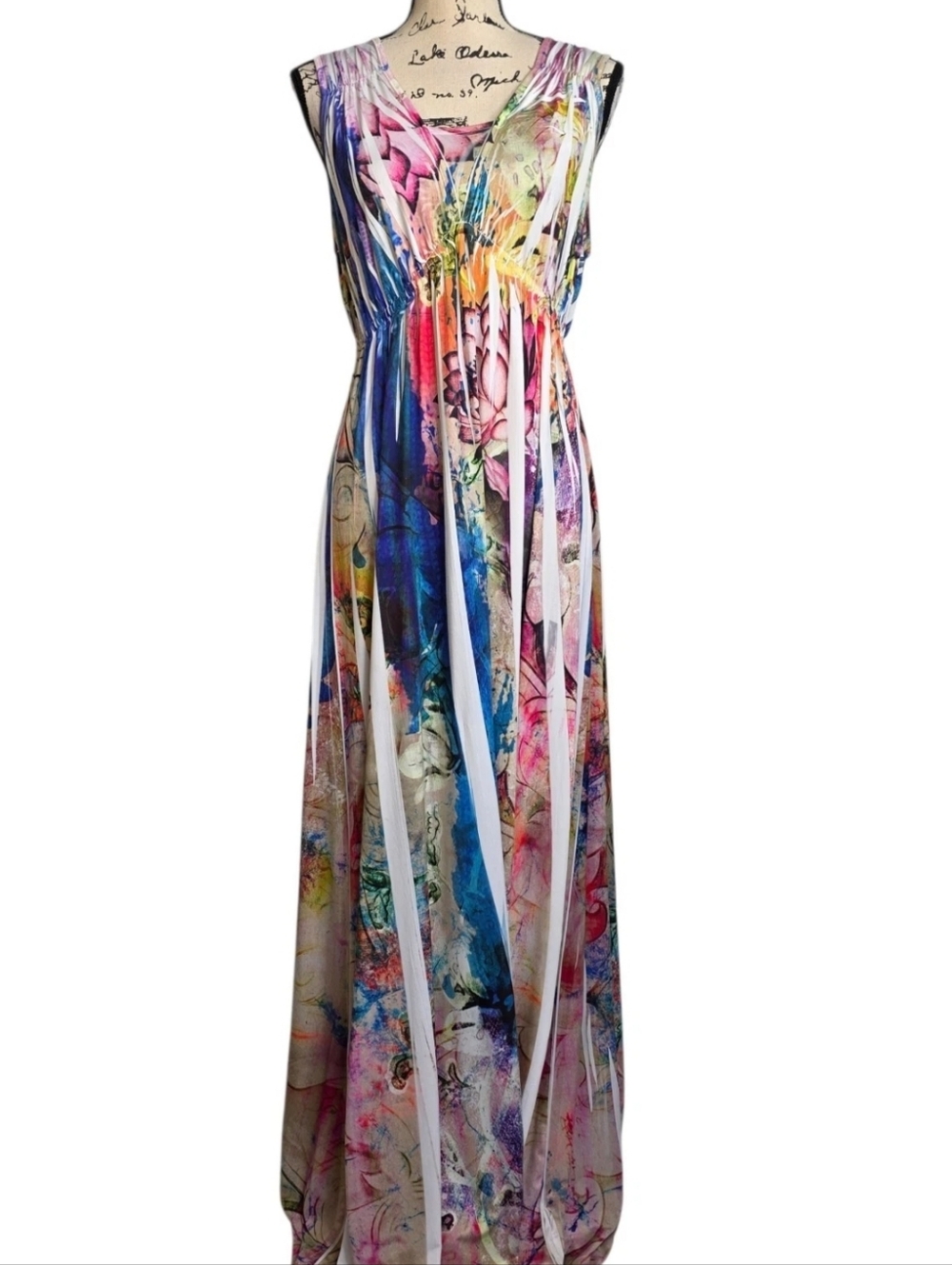 Y2k Style & Co. Floral Abstract Slinky Fairy Maxi Dress - Size M